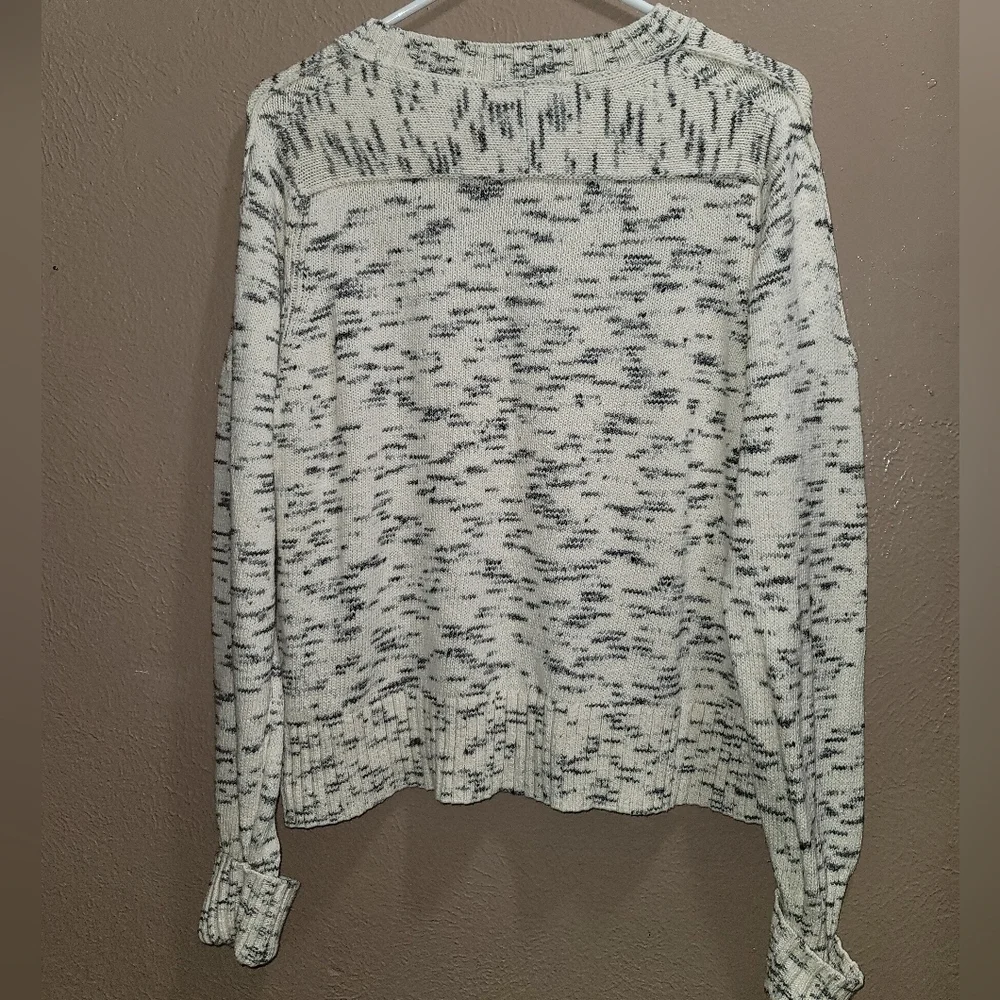J. Crew Speckled Cotton Sweater Large Ivory Charcoal